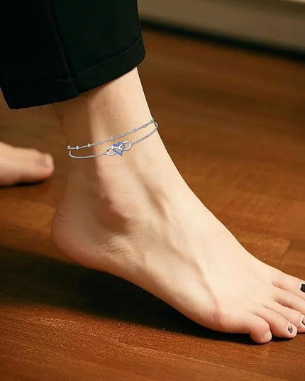 Dorunmo 925 Sterling Silver Infinity Heart Cross Circle Evil Eye Anklet Bracelets for Women Mother's Day Jewelry for Wife Girlfriend Mom Her