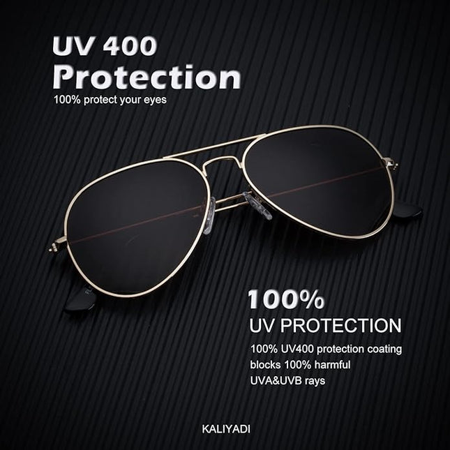 KALIYADI Classic Aviator Sunglasses for Men Women Driving Sun glasses Polarized Lens UV Blocking