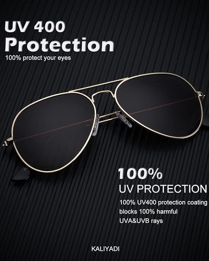 KALIYADI Classic Aviator Sunglasses for Men Women Driving Sun glasses Polarized Lens UV Blocking