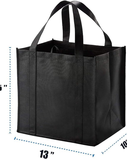 NERUB 10 Pack Reusable Reinforced Handle Grocery Bags - Heavy Duty Large Shopping Totes with Thick Plastic Bottom can hold 40 lbs