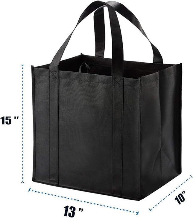 NERUB 10 Pack Reusable Reinforced Handle Grocery Bags - Heavy Duty Large Shopping Totes with Thick Plastic Bottom can hold 40 lbs