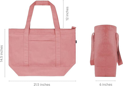 Eco Right Canvas Tote Bag for Women with Zip & Inner Pocket, 100% Organic Cotton Tote Bags for Men, Shopping, Beach