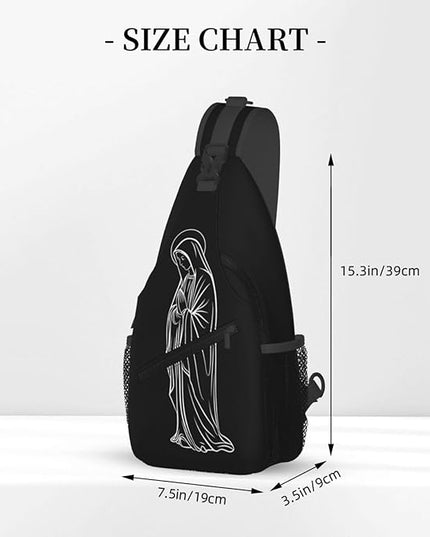Our Lady of Guadalupe Sling Bag Crossbody Bags Clovers Chest Bag for Travel Hiking for Men Women Line Mary 2