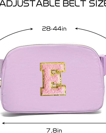 Gitus Belt Bag Fanny Pack Crossbody Bags with Initial Letter Patch Cute Stuff Birthday Gifts for Teenager Girls Trendy Preppy Stuff for Teen Girls Cool Stuff for Teens (Lavender-E)