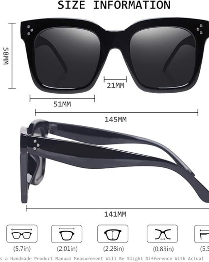 Vintage Women Oversized Sunglasses Designer Luxury Square Sun Glasses UV400 Protection Flat Lens