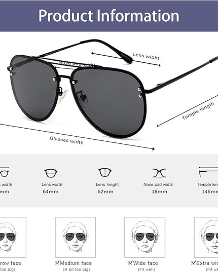 Trendy Oversized Aviator Sunglasses Womens, Retro Cute Big Shades Women's Fashion Sun Glasses UV Protection VF2203