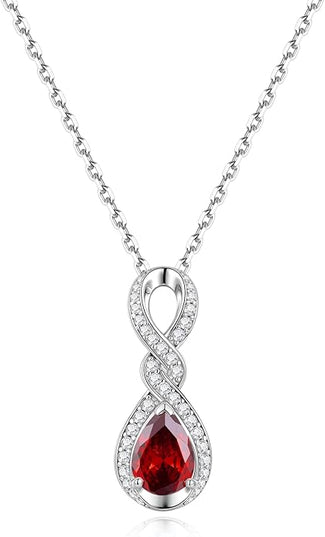 FANCIME Infinity Embrace Birthstone Necklaces for Women Fine Jewelry Sterling Silver Dainty Infinity Pendant Anniversary Birthday Christmas Gifts for Her Wife Mom Daughter