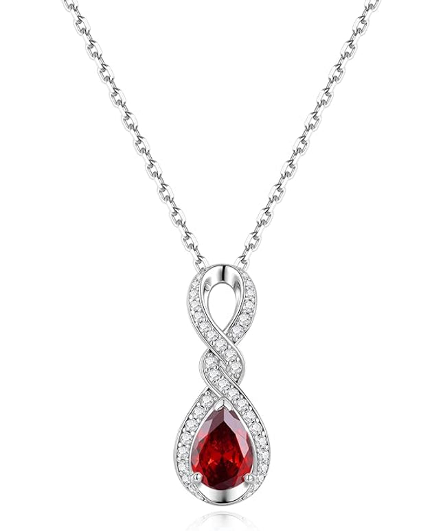 FANCIME Infinity Embrace Birthstone Necklaces for Women Fine Jewelry Sterling Silver Dainty Infinity Pendant Anniversary Birthday Christmas Gifts for Her Wife Mom Daughter
