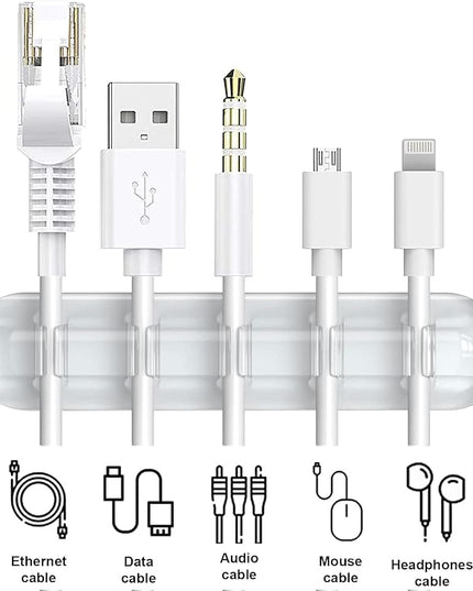 Cord Organizer, Clear Cable Organizer Cord Holder, Wire Organizer USB Cable Management Cord Keeper, 3 Packs Cable Clips for Car Home and Office (7, 5, 3 Slots)