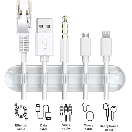 Cord Organizer, Clear Cable Clips Cable Management, Cable Organizers USB Cable Holder Wire Organizer Cord Clips, 2 Packs Cord Holder for Desk Car Home and Office (5, 3 Slots)