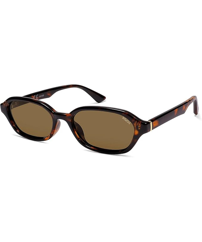 SOJOS Retro Rectangle Polarized Sunglasses for Women Men Trendy Hexagon Narrow Chic Y2K Sunnies SJ2629
