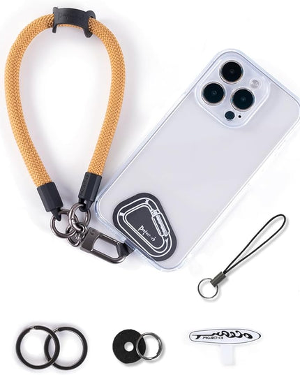 project-cb Hand Wrist Phone Strap,Phone Lanyard Patch ×2,Cell Phone Case Holder,Wristlet Strap for Key,AirPods,Camera (Khaki, 15.7inch)