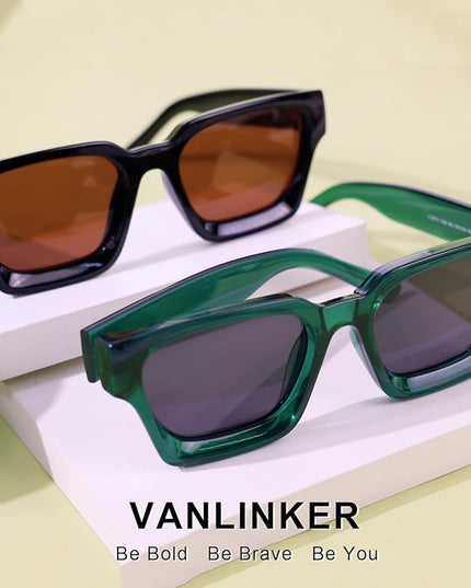 VANLINKER Thick Square Sunglasses for Men Women Retro Chunky Rectangle Shades UV400 Protection VL9731