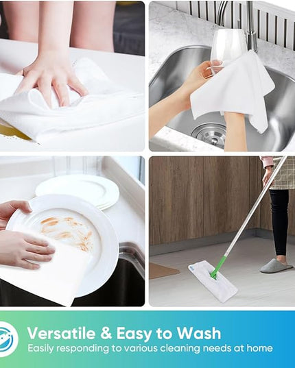 HOMEXCEL White Microfiber Cleaning Cloth, 12 Pack Premium Microfiber Towels for Cars, Lint Free, Scratch-Free, Highly Absorbent, Reusable Cleaning Rags for Car, Household, Kitchen, Window, 11.5"X11.5"