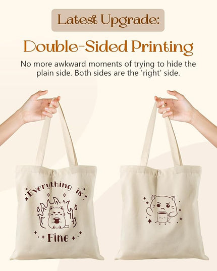 Aesthetic Tote Bag for Women- with Magnetic Buckle and Zipper Inner Pocket Cloth Cotton Canvas Tote Bags