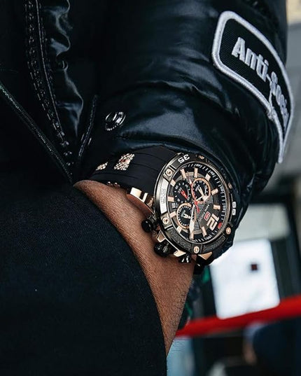 MF MINI FOCUS Men Watches Unique Casual Wrist Watches (Chronograph/Waterproof/Luminous/Calendar/24 Hours) Silicon Band Fashion Watches for Men