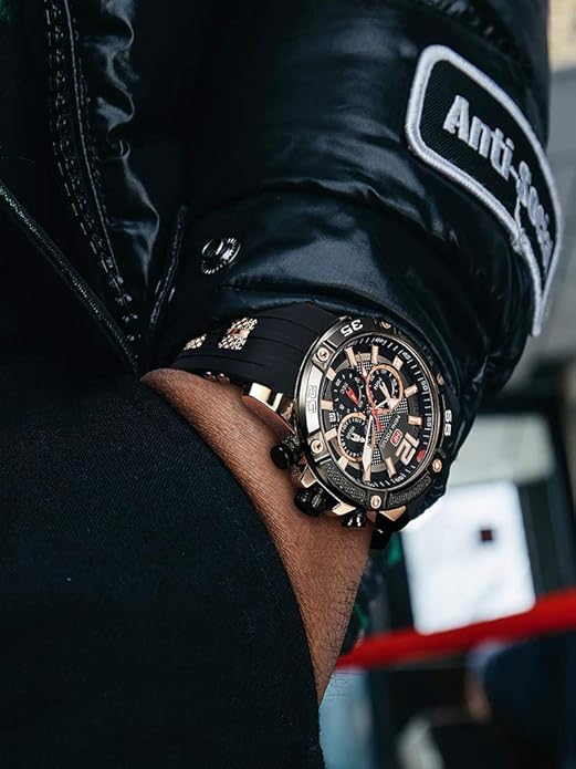MF MINI FOCUS Men Watches Unique Casual Wrist Watches (Chronograph/Waterproof/Luminous/Calendar/24 Hours) Silicon Band Fashion Watches for Men