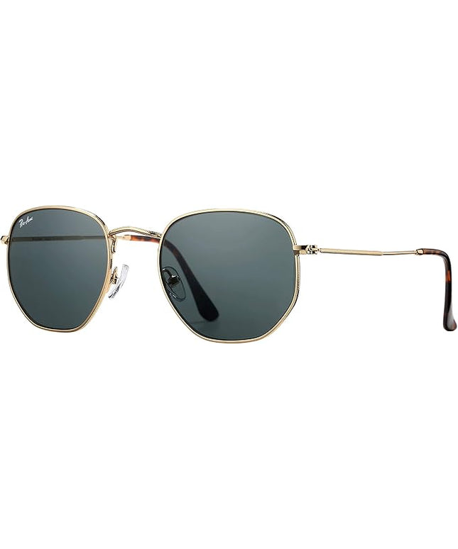Pro Acme Small Square Sunglasses for Women Men 100% Real Glass Lens Hexagonal Frame