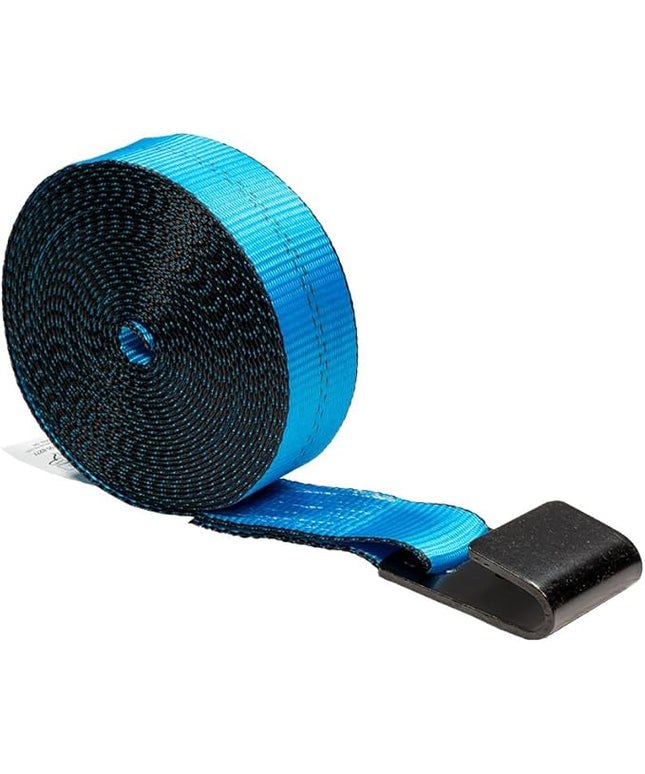 Mytee Products 2" x30' Winch Straps w/Flat Hook - 3333lbs WLL - Blue Heavy Duty 2 Inch Cargo Control Tie Down Straps for Flatbed Truck Utility Trailer