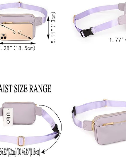 UTO Fanny Pack for Women Crossbody Trendy Fashion Belt Purse Chest Waist Hip Bumbag for Outdoor Shopping Travel Hiking