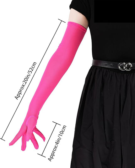 THARAHT Women Long Gloves with Satin Elbow Length for 1920s Opera Tea Party Costumes Bridal Evening Dress