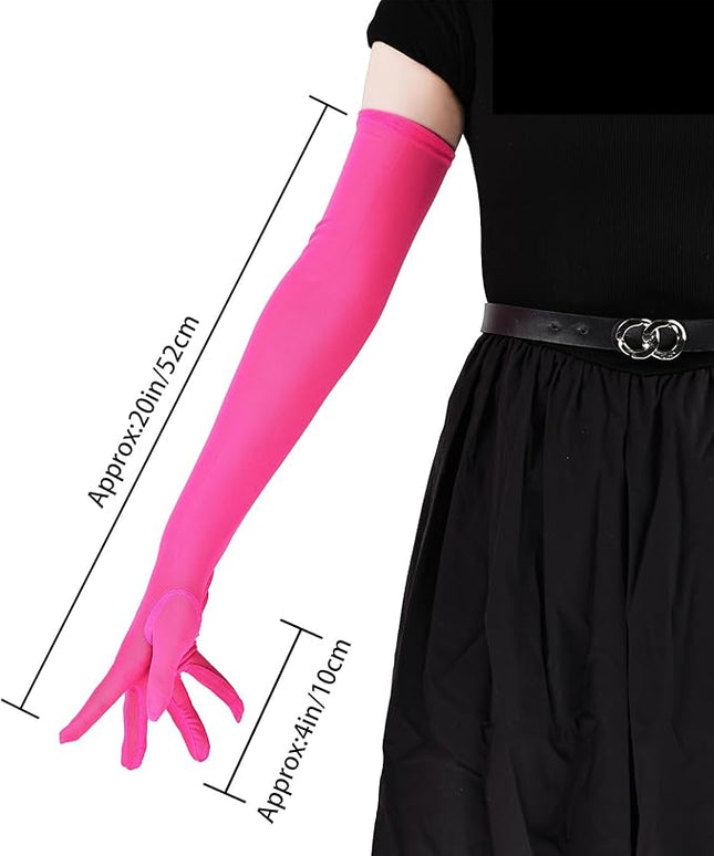 THARAHT Women Long Gloves with Satin Elbow Length for 1920s Opera Tea Party Costumes Bridal Evening Dress