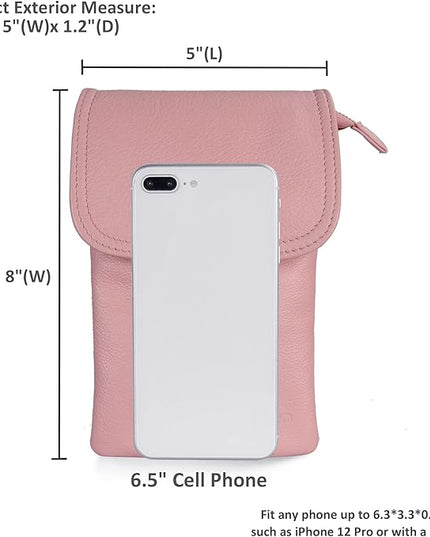 befen Genuine Leather Small Crossbody Bags for Women Cell Phone Bag Cross Body Purses,Silver Zipper