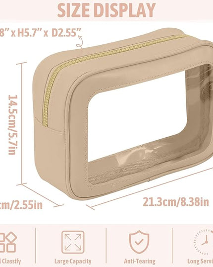 3PCS Clear Toiletry Bag,TSA Approved Travel Makeup Pouch with Zipper for Cosmetics and Toiletries，Diaper Bag Organizer Pouch Set,Women's Purse Organizer and Clear Car Bag