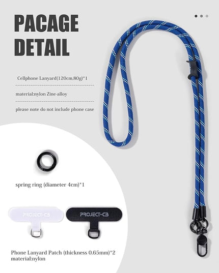project-cb Phone Lanyard×1,Phone Tether Tab×2,Cell Phone Lanyards for Around the Neck,Rope Lanyard,Universal Adjustable Phone Strap Crossbody,Cell Phone Chain(Magenta)