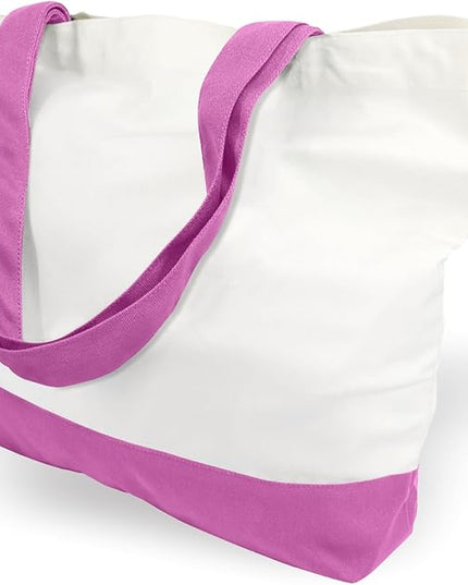 TOPDesign 1-Pack Super Strong Large 12oz Cotton Canvas Tote Bag, Reusable Grocery Shopping Cloth Bag, Fashionable Two-Tone Tote for Crafts, DIY Your Creative Designs