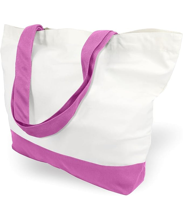 TOPDesign 3-Pack Super Strong Large 12oz Cotton Canvas Tote Bags, Reusable Grocery Shopping Cloth Bags, Fashionable Two-Tone Totes for Crafts, DIY Your Creative Designs