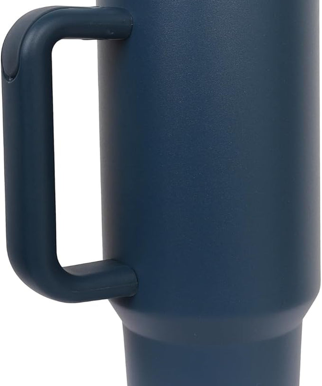 40oz Insulated Tumbler with Handle, Leakproof Straw Lid & Carry Handle - Double Wall Vacuum Insulation Keeps Ice 24 Hours, BPA Free Stainless Steel Water Bottle (Dark Steel Blue)