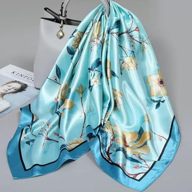 Julunar Silk Like Head Scarf for Women - Satin Large Hair Scarves - 35" Square Silk Hair Wrap for Sleeping with Gift Packed