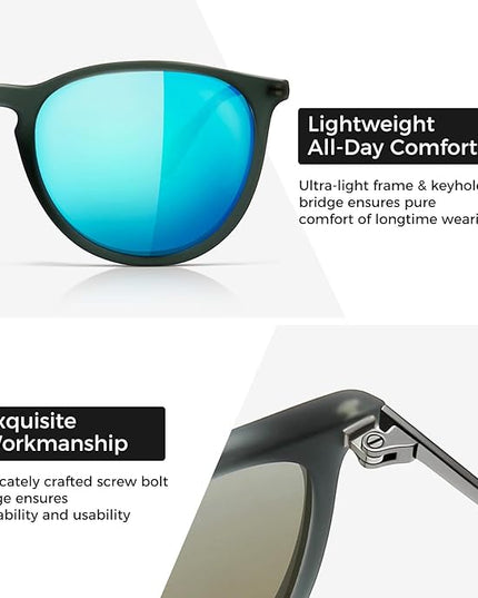 SUNGAIT Premium Vintage Round Sunglasses for Women Men Classic Retro Trendy Style