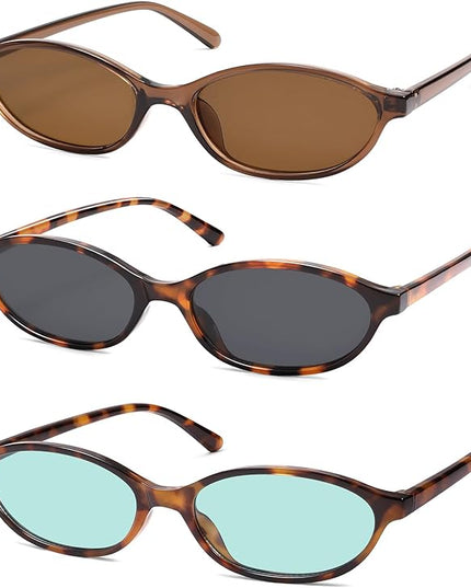 Retro Oval Cat Eye Sunglasses for Women Y2k Trendy Narrow Sunnies Designer Sun Glasses AR82253
