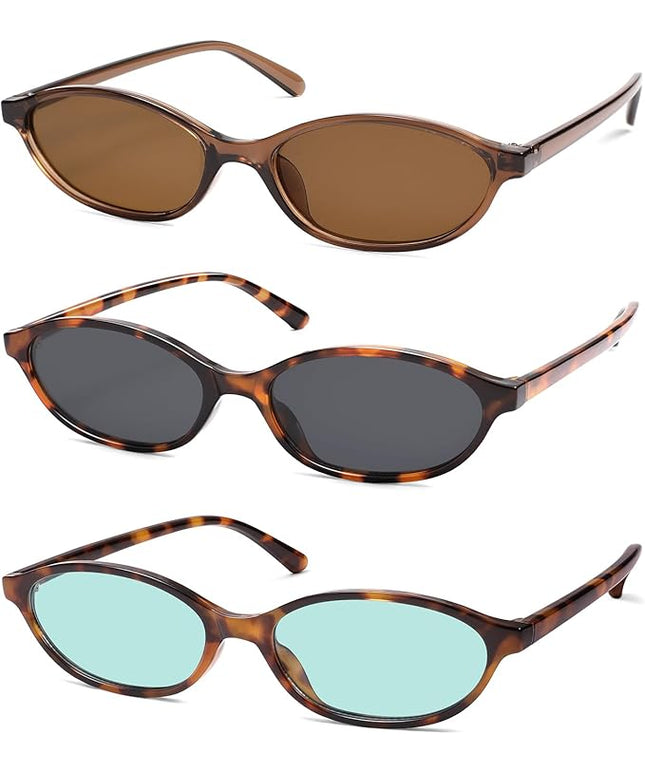 Retro Oval Cat Eye Sunglasses for Women Y2k Trendy Narrow Sunnies Designer Sun Glasses AR82253