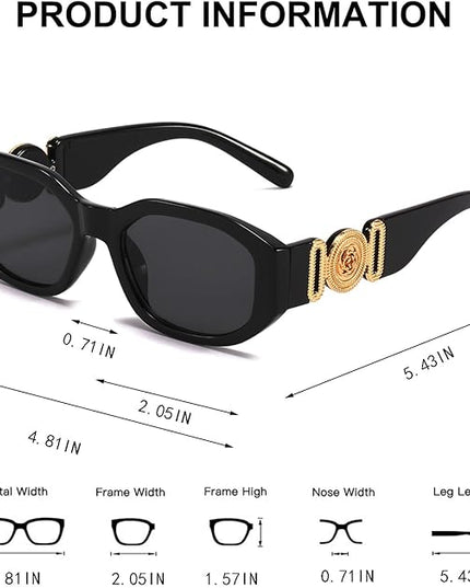 BUTABY Rectangle Sunglasses for Women Retro Driving Glasses 90’s Vintage Fashion Irregular Frame UV400 Protection