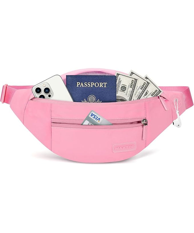 MAXTOP Large Crossbody Fanny Pack with 4-Zipper Pockets,Gifts for Enjoy Sports Festival Workout Traveling Running Casual Hands-Free Wallets Waist Pack Phone Bag Carrying All Phones