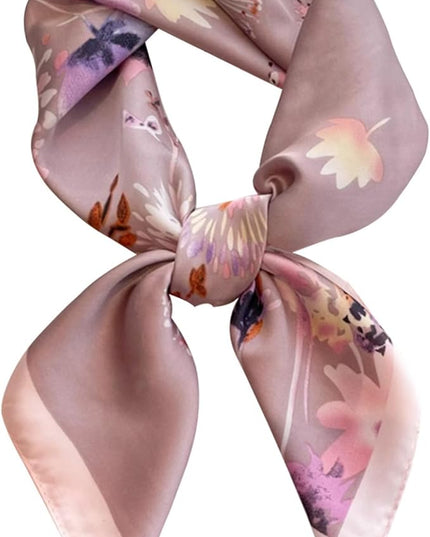 kcctoo 27.5" Mulberry Silk Feeling Head Scarf Women's Fashion Square Neck Satin Scarfs for Bag Hair Scarves Gift