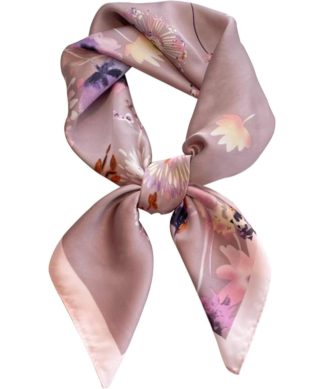 kcctoo 27.5" Mulberry Silk Feeling Head Scarf Women's Fashion Square Neck Satin Scarfs for Bag Hair Scarves Gift