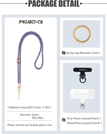 project-cb Cell Phone Lanyard ×1, Tether Tab ×2, Universal Adjustable Phone Strap, Crossbody, Neck Phone Lanyard, Rope Strap