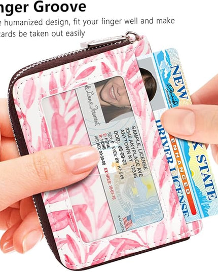 FurArt Zipper Wallet Women, RFID Blocking Credit Card Wallet, Business Card Holder, Compact Size KeyChain Wallet