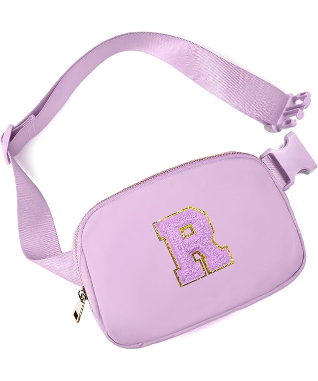 Gitus Gifts for 8 9 10 11 12 Year Old Girls Belt Bag Fanny Pack Crossbody Bags with Initial Letter Patch Cute Stuff Birthday Gifts for Teen Girls Women Personalized Trend Stuff (Lavender-R)
