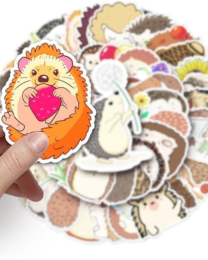 Cute Hedgehog Vinyl Stickers, 50 PCS Waterproof Animal Decals for Laptops, Scrapbooking, Notebooks, Water Bottles, Suitcases, Phones & DIY Decor