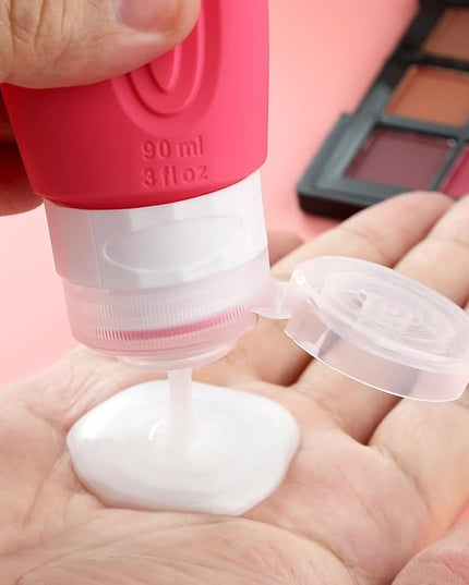 Travel Bottles for Toiletries, Tsa Approved 3oz Travel Size Containers BPA Free Leak Proof Refillable Liquid Silicone Squeezable Travel Accessories for Shampoo Conditioner Lotion (4 Pack)