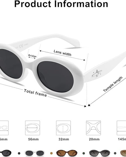 SOJOS Small Retro Oval Polarized Sunglasses for Women Men 90s Vintage UV400 Protection Tiny Sun Glasses SJ2286