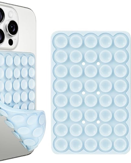 1 Pack Silicone Suction Cup Phone Case Mount Double Sided, Phone Accessories Hands-Free Strong Grip Holder for Selfies and Videos, Silicon Phone Stand Sticky for iPhone and Android Light Blue