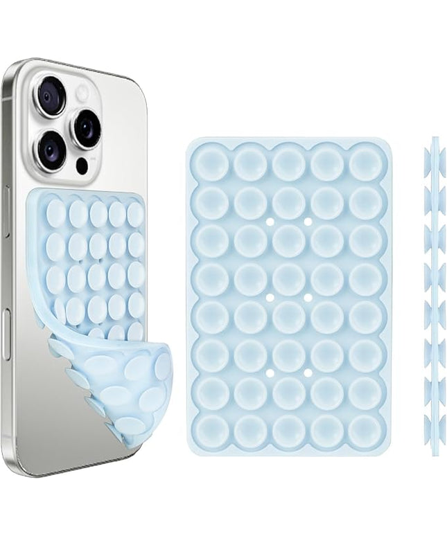 1 Pack Silicone Suction Cup Phone Case Mount Double Sided, Phone Accessories Hands-Free Strong Grip Holder for Selfies and Videos, Silicon Phone Stand Sticky for iPhone and Android Light Blue