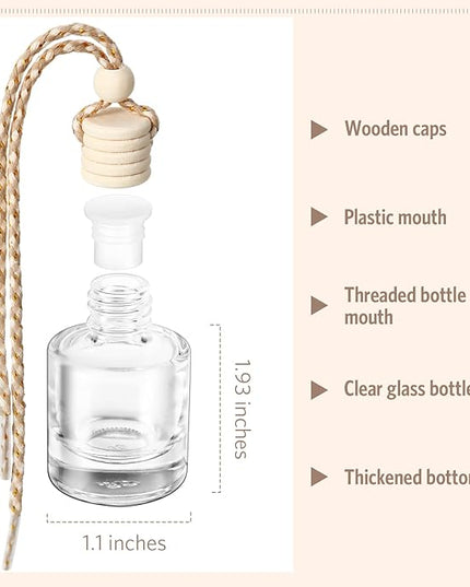 BBTO 100 Pcs Car Air Fresheners Diffuser with Wooden Empty Aromatherapy Diffuser Clear Fragrance Holder Pendant Hanging Perfume Fresheners Bottles for Car Decor(Clear Classic)