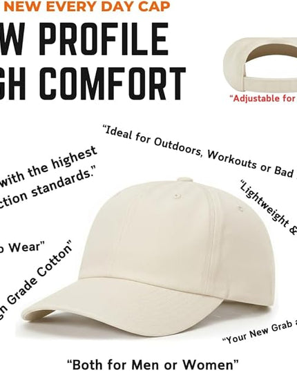 Stitch and Bill Mens Athletic Deep-Crown Baseball Cap 100% Soft Cotton Unstructured Dad Hat Outdoors Adjustable